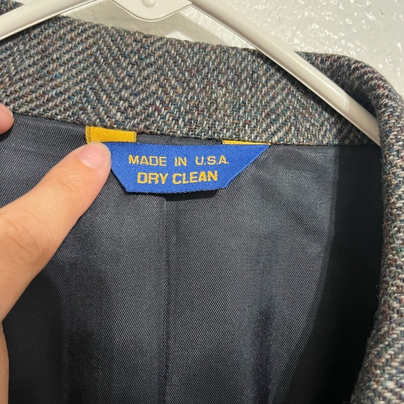 Pendleton Mens 44 Speckled Gray Tweed Wool Suede Elbow Patch single breasted - Picture 2 of 16